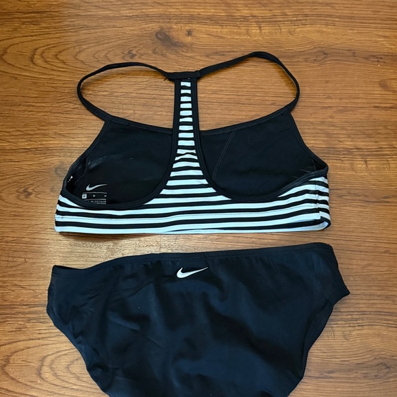 Nike Black and White Striped Swimwear Top and Bottom - Picture 2 of 3